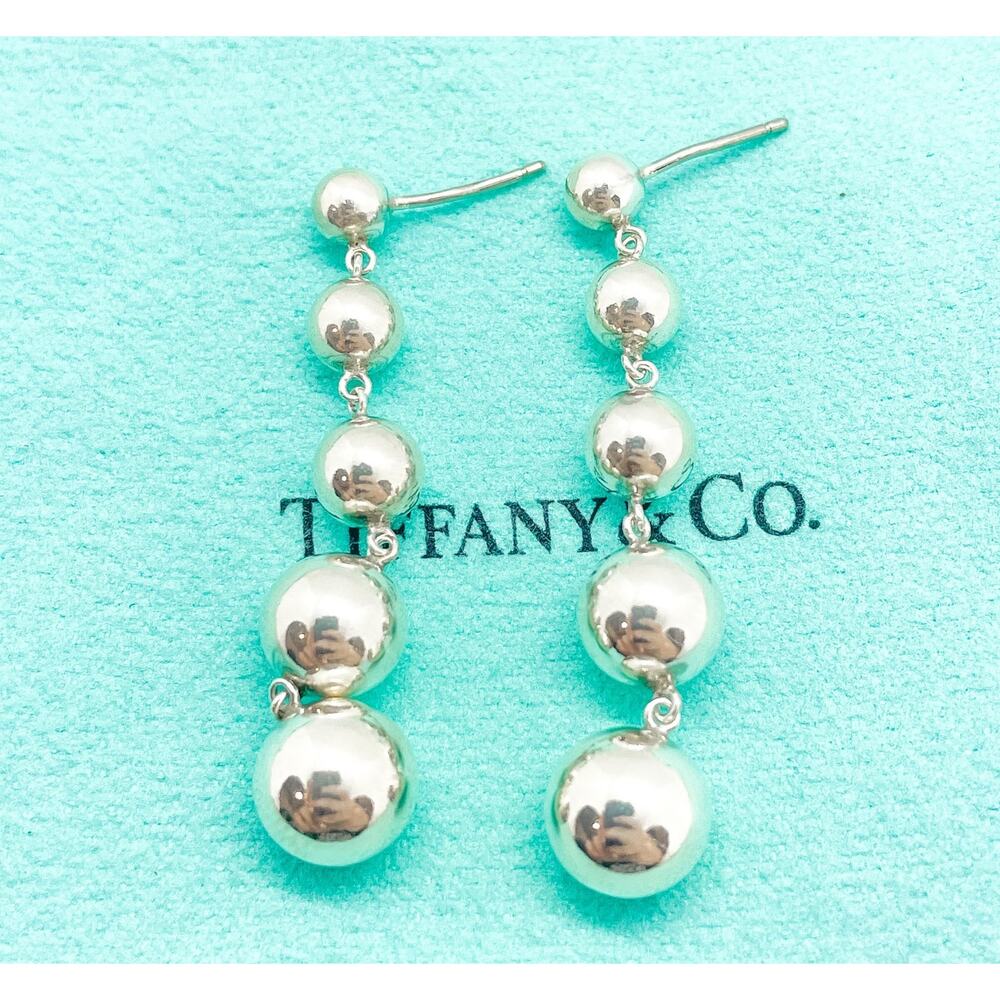 Tiffany & Co. HardWear Graduated Ball Bead Drop Earrings Sterling Silver - Picture 3 of 9
